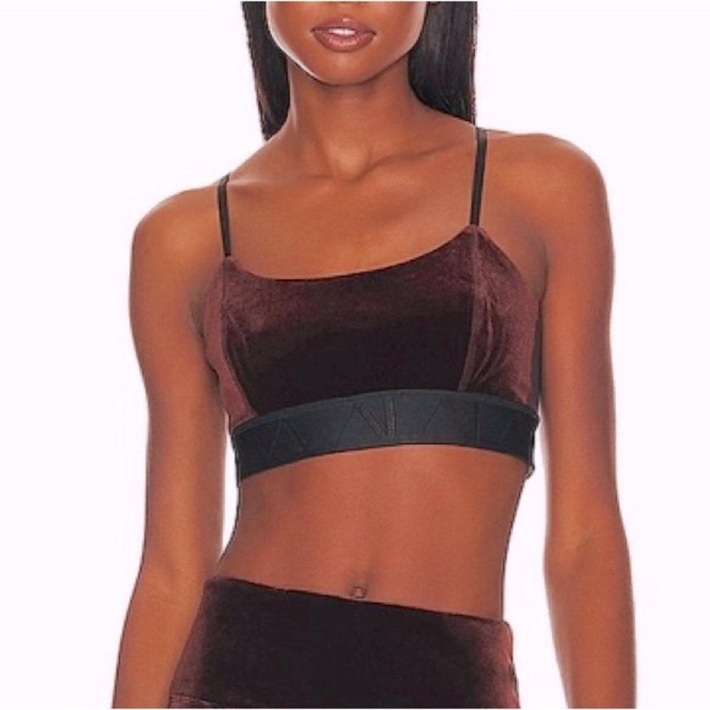 Alala x Revolve NWT Velvet Bra Mocha Brown Adjustable Straps Sporty Small